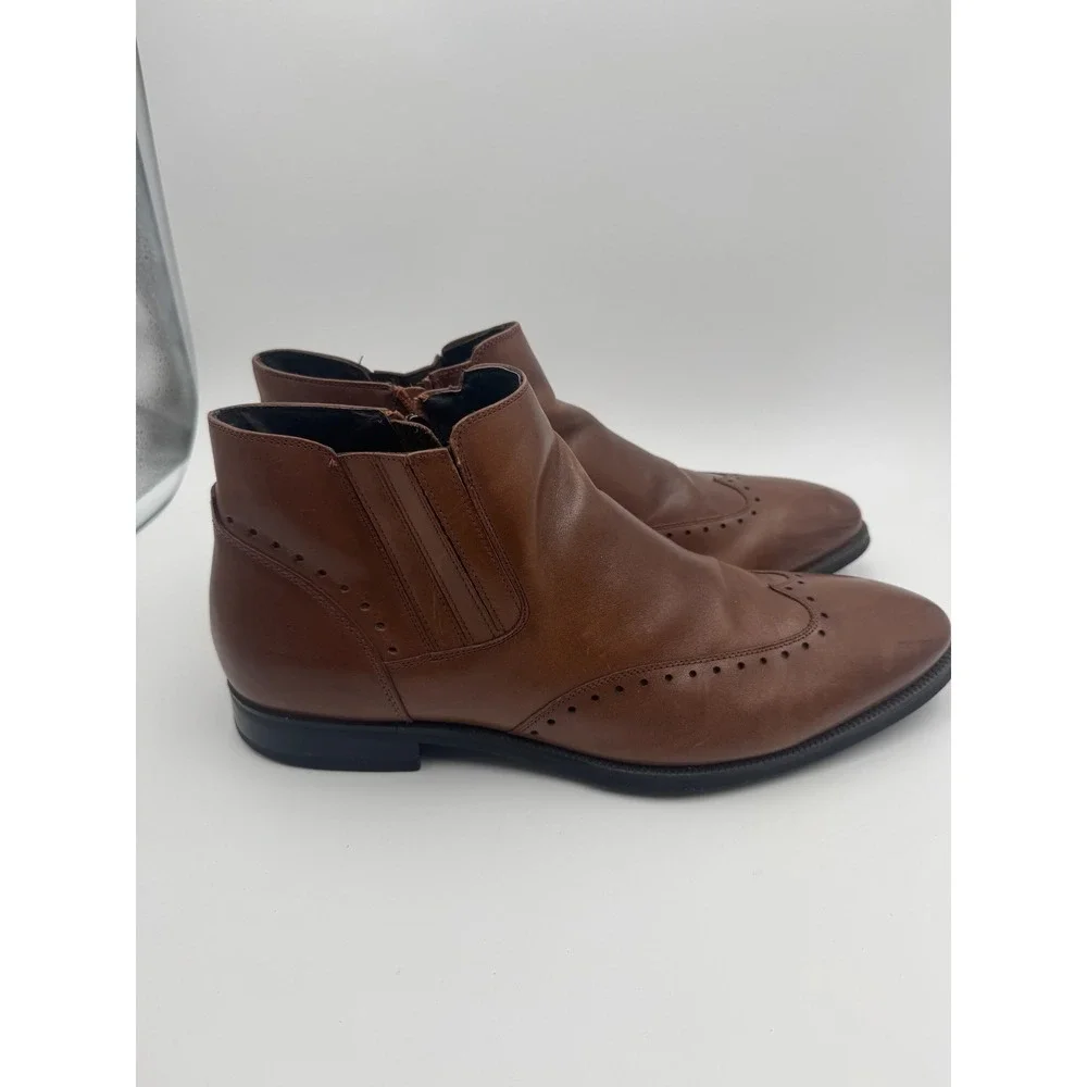 Stacy Adams 24992-221 Mens 13 M Chelsea Boot Brown Leather Side Zip Ankle Brogue